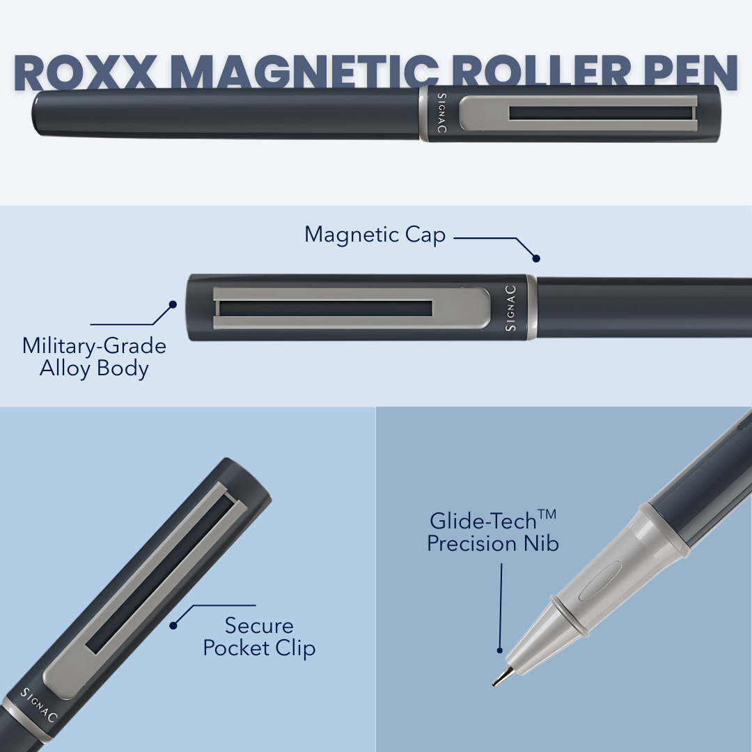 Roxx Magnetic Metallic Roller Pen – Midnight Blue