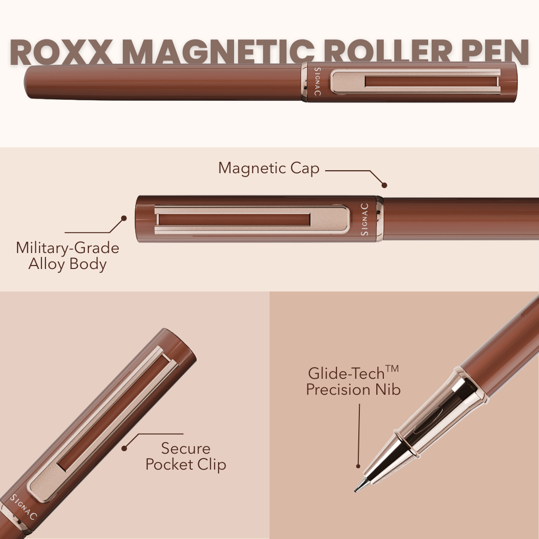 Roxx Magnetic Metallic Roller Pen – Copper Brown Rose Gold