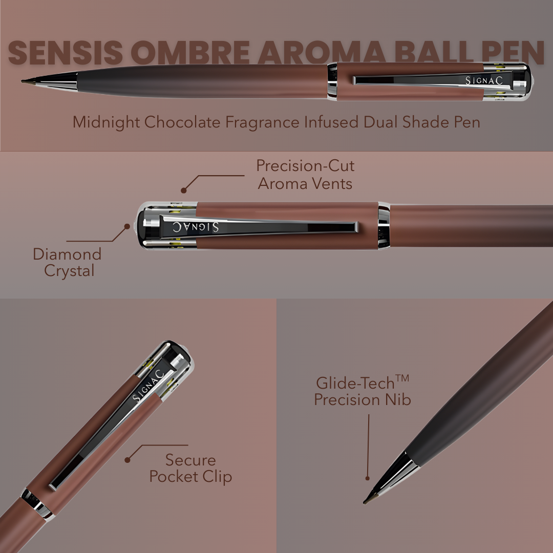 India's 1st - (Fragrance Infused) Ombre Shade Metallic Roller & Ball Pen Set of 6