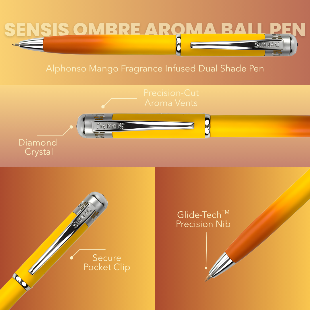 India's 1st - (Fragrance Infused) Ombre Shade Metallic Ball Pen Set of 4