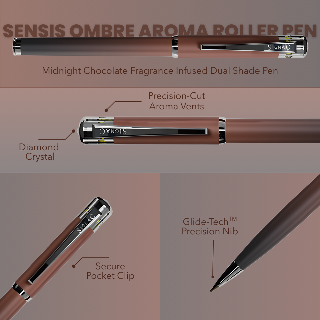 India's 1st - (Fragrance Infused) Ombre Shade Metallic Roller & Ball Pen Set of 6