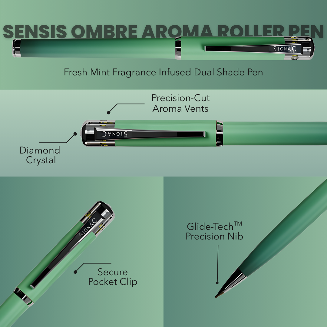 India's 1st - (Fragrance Infused) Ombre Shade Metallic Roller & Ball Pen Set of 6