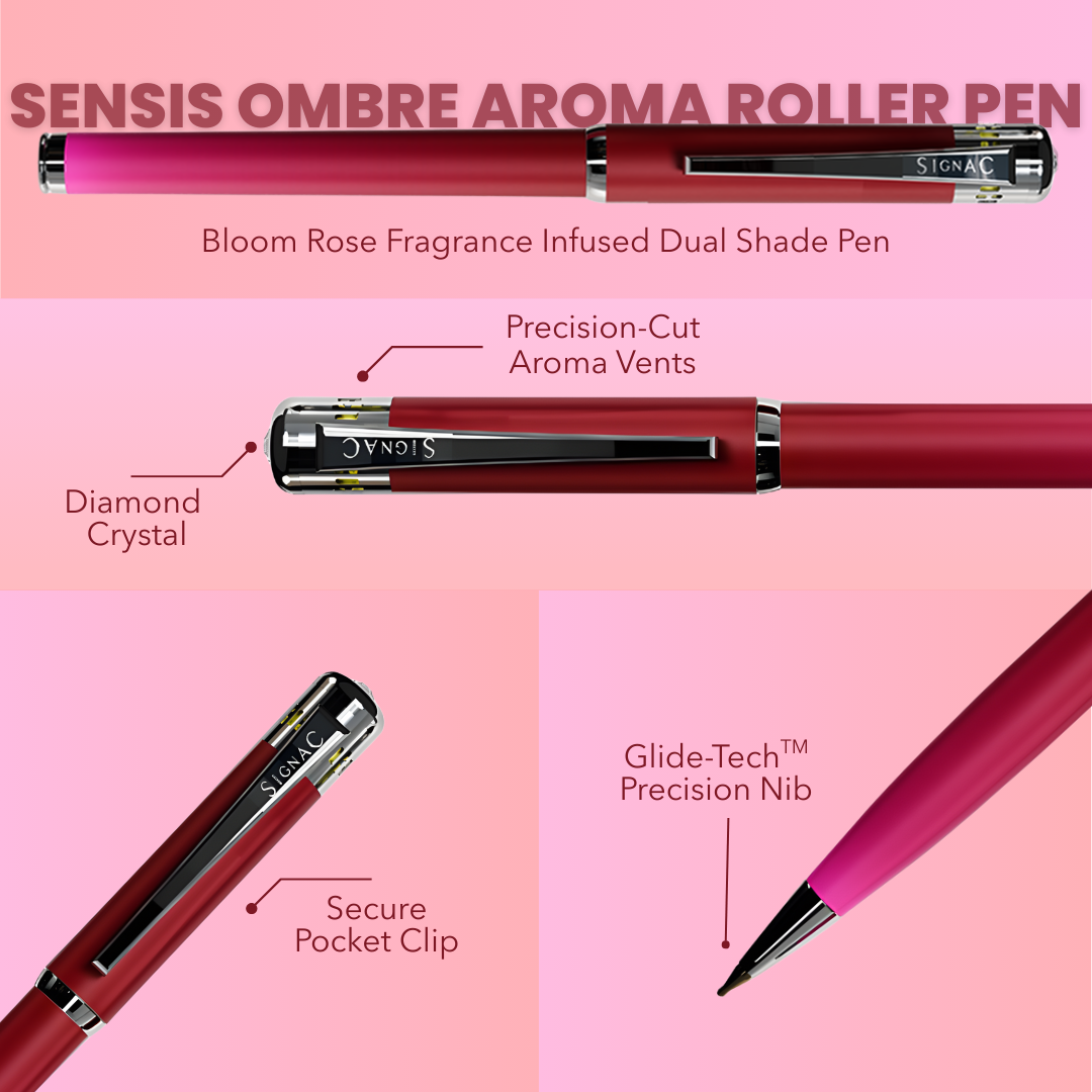 India's 1st - (Fragrance Infused) Ombre Shade Metallic Roller & Ball Pen Set of 6