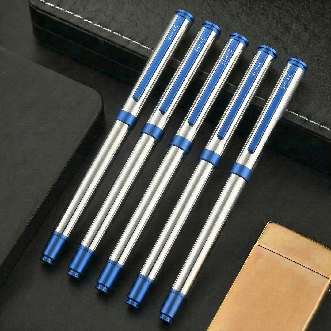 Viva Premium Metallic Plated Roller Pen - Titanium Midnight Blue