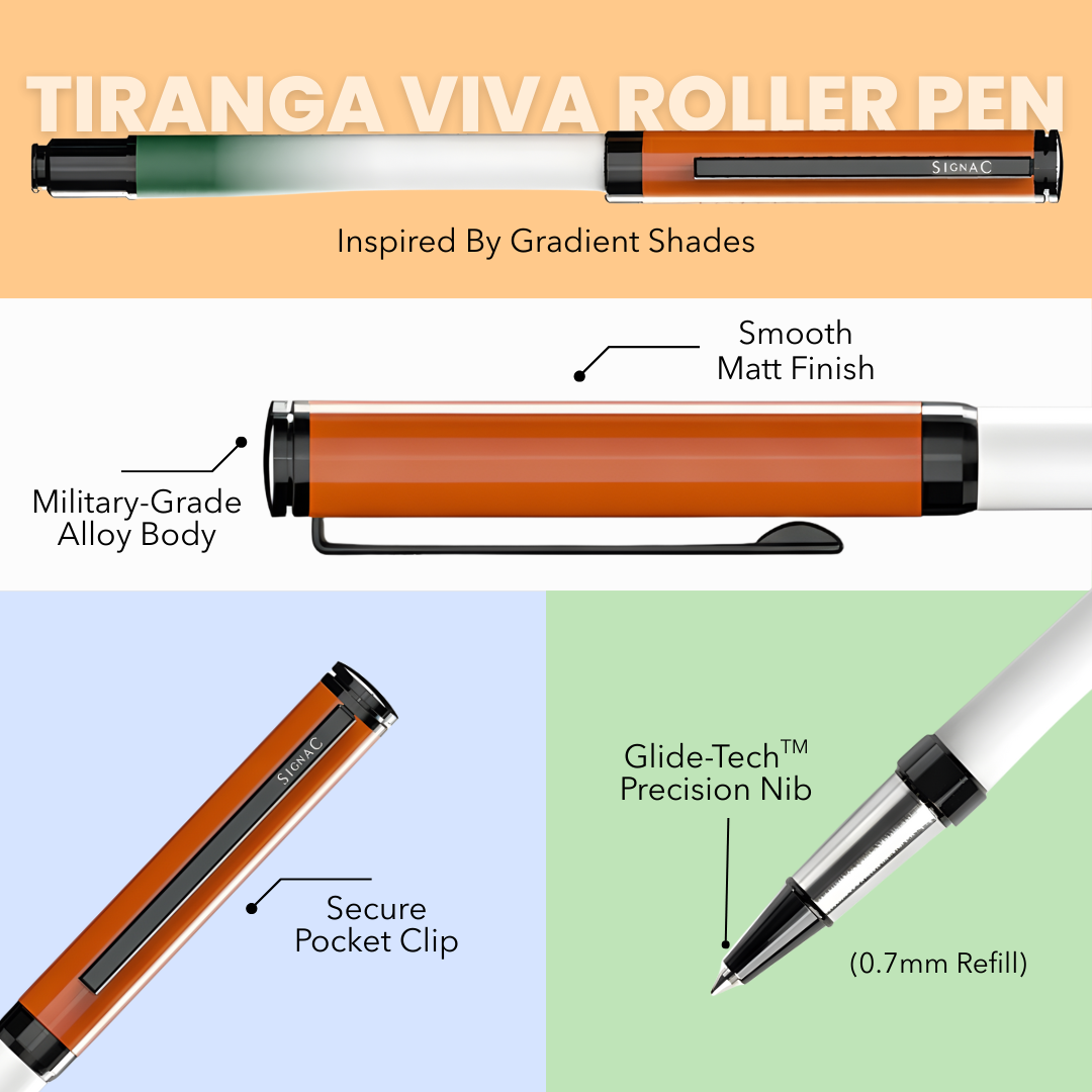 Signac Tiranga Viva Metal Roller Pen – 77th Republic Edition