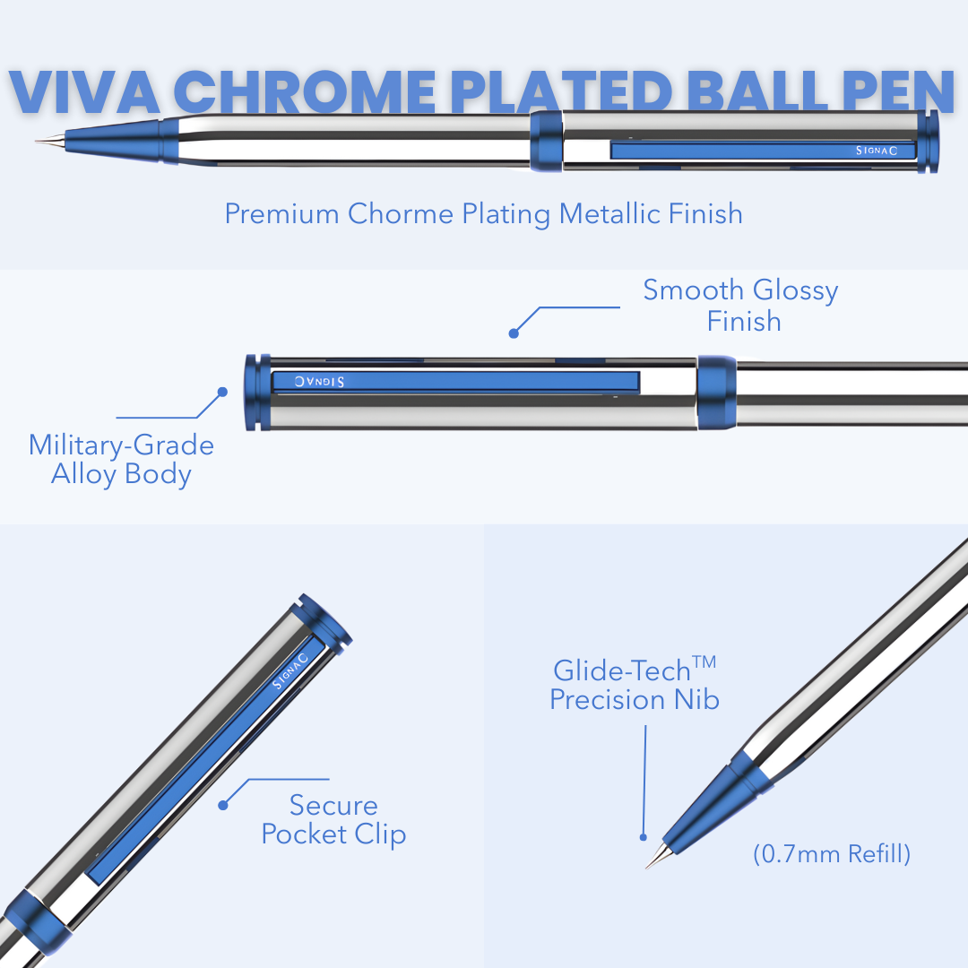 Viva Premium Metallic Plated Ball Pen - Titanium Midnight Blue