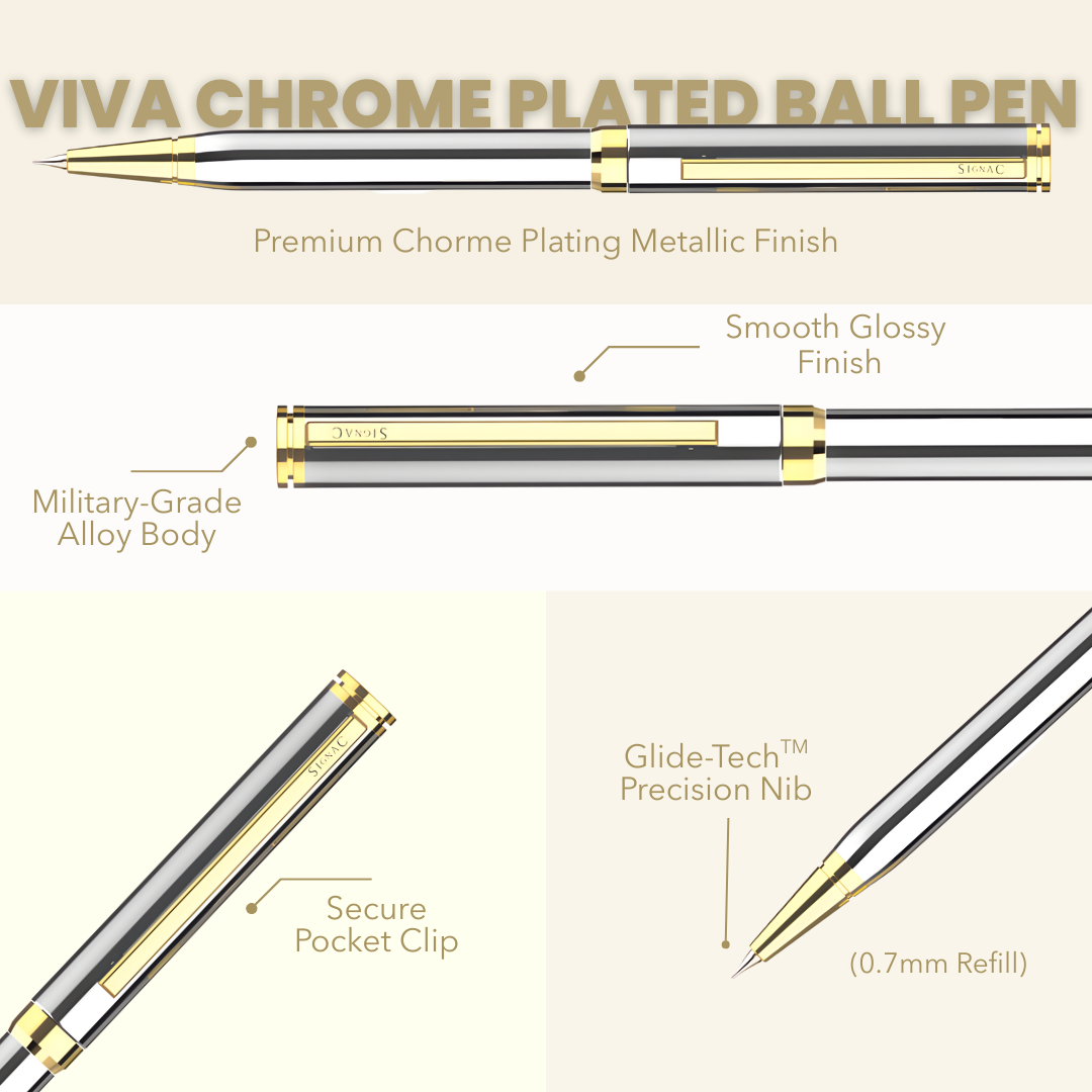 Viva Premium Metallic Plated Ball Pen - Titanium 24K Gold