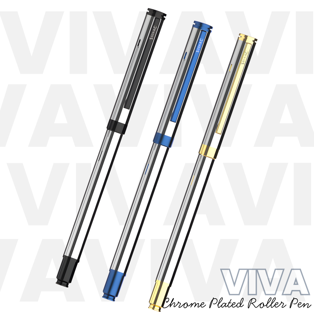 Viva Premium Metallic Plated Roller Pen - Set of 3