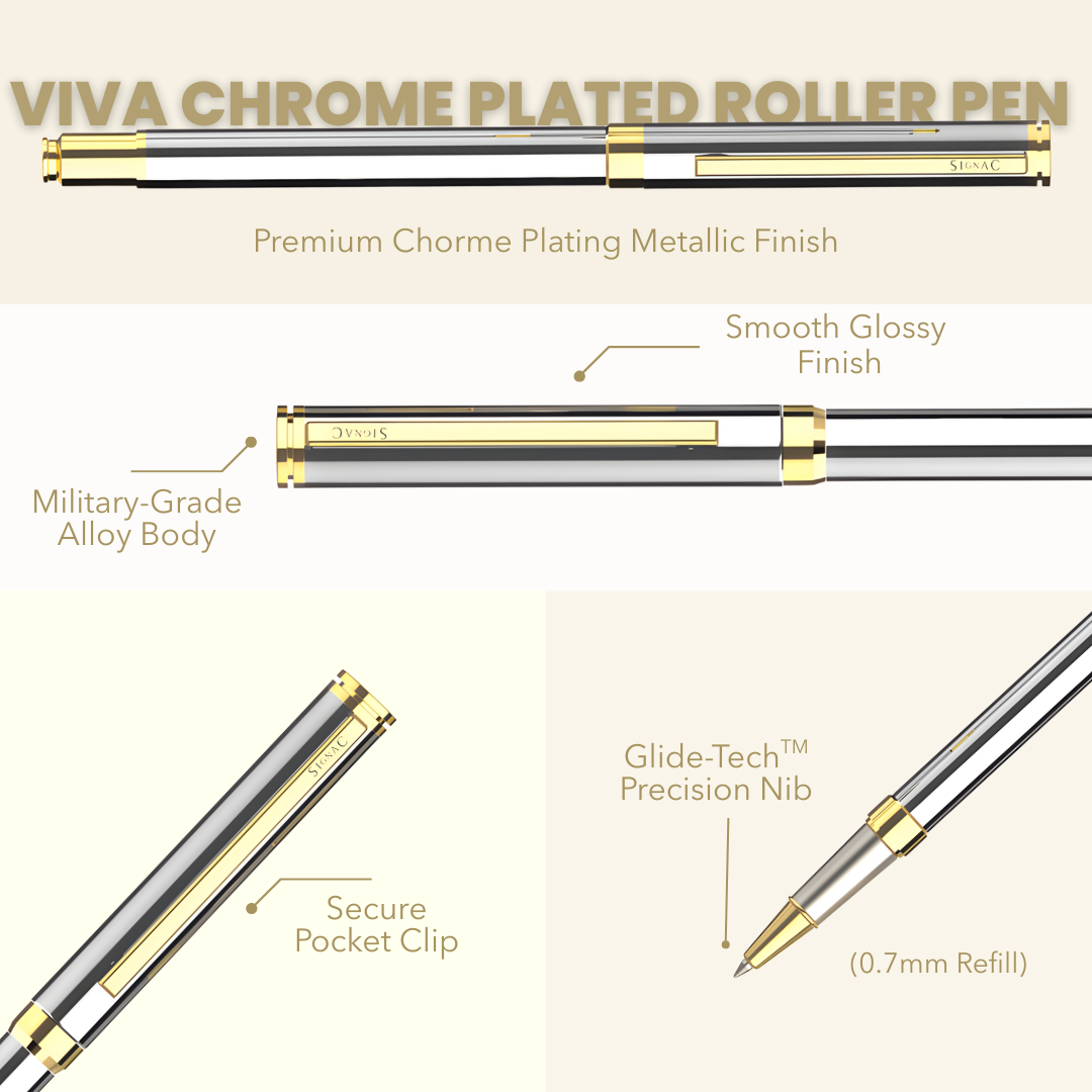 Viva Premium Metallic Plated Pen Set - Titanium 24K Gold