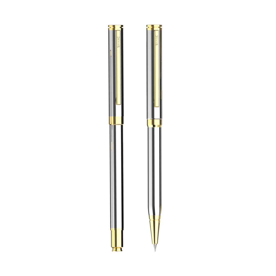 Viva Premium Metallic Plated Pen Set - Titanium 24K Gold