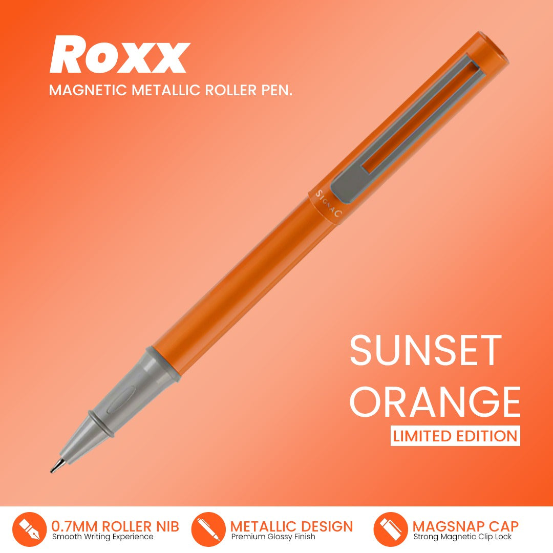 Roxx Magnetic Metallic Roller Pen – Sunset Orange