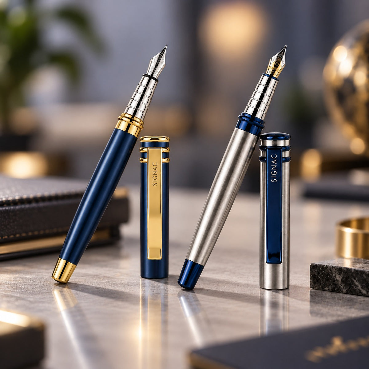 Imperia Fountain Pen Set – Titanium & Midnight Blue