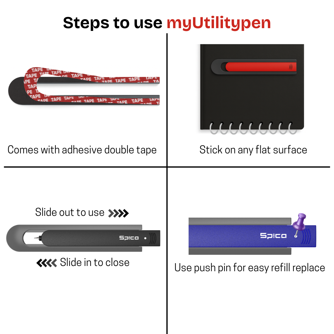 Spica SlidePro Multipurpose Utility Ball Pen - Black
