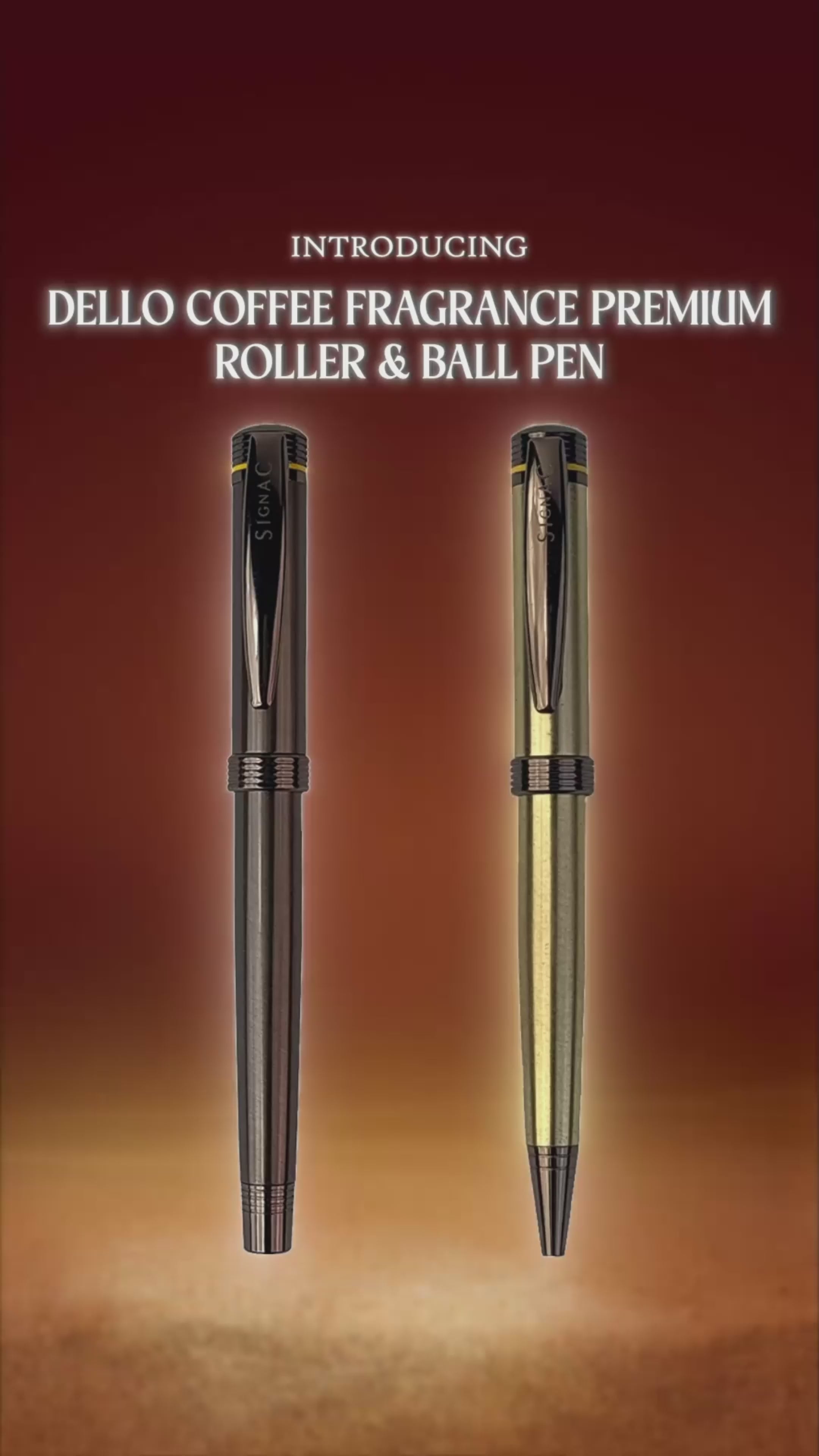 Deluxe Dello Coffee Ink Roller Pen with full Brass Body